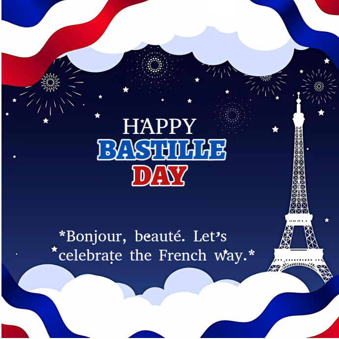 Happy Bastille day flyer Quadrado (1:1) template