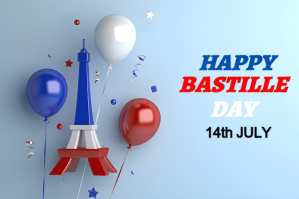 Happy Bastille day flyer template design Etykieta