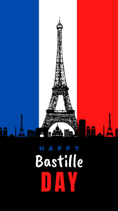 Happy bastille day july 14th Instagram-verhaal template