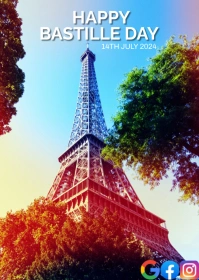 HAPPY BASTILLE DAY POSTER TEMPLATE A6