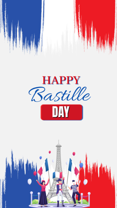 Happy Bastille day template Digitale Vertoning (9:16)