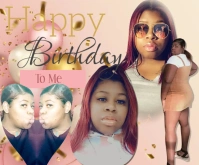 Happy Bday gold and pink balloons w/confetti Medium Rectangle template