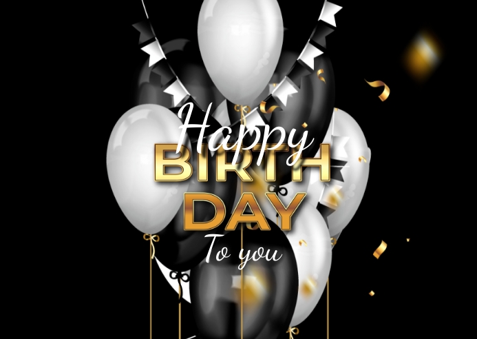 Happy birthday background with luxury balloon Postal template