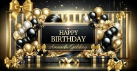 happy birthday banner gold black elegant Facebook Shared Image template