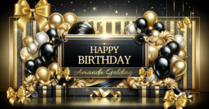 happy birthday banner gold black elegant Imagen Compartida en Facebook template