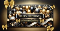 happy birthday banner gold black elegant Facebook Shared Image template