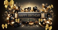 happy birthday banner gold black elegant ภาพที่แชร์บน Facebook template