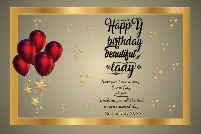 Happy Birthday Beautiful Lady Poster template