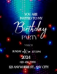 happy birthday  birthday invitation Flyer (US Letter) template