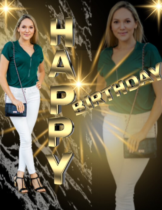 HAPPY BIRTHDAY BLACK AND GOLD FLYER Template | PosterMyWall