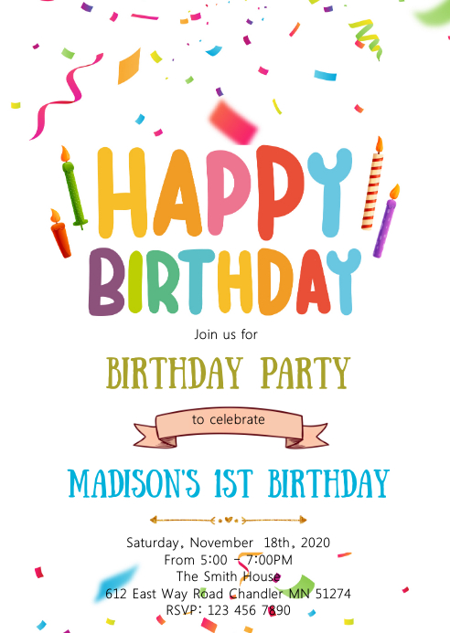 Happy Birthday Card Party Invitation Template Postermywall