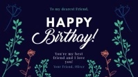 Creative Happy Birthday Card with flowers Digital na Display (16:9) template