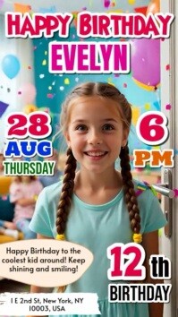Happy Birthday Celebration For Kids Instagram Story And Reels Template