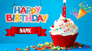 Blue Birthday Celebration โพสต์บน Twitter Template