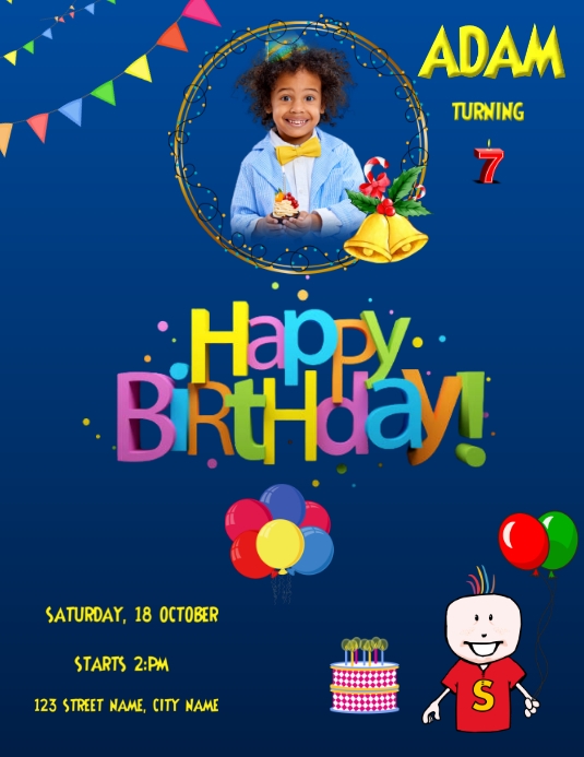 HAPPY BIRTHDAY Folheto (US Letter) template
