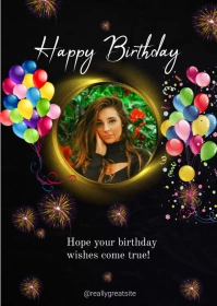 happy birthday design template A6