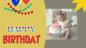 Jingga Children's Birthday YouTube-thumbnail Template