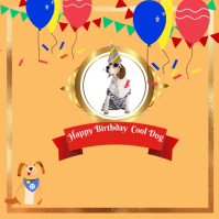 Orange Dog's Birthday Celebration Instagram Plasing Template