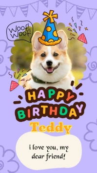 Happy Birthday Dog Poster Instagram Story template