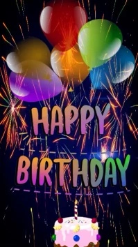 HAPPY BIRTHDAY FIREWORK BALLOON Digital Display (9:16) template