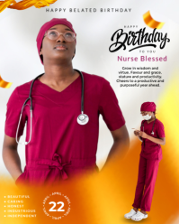 Happy birthday flyer Instagram Portrait template
