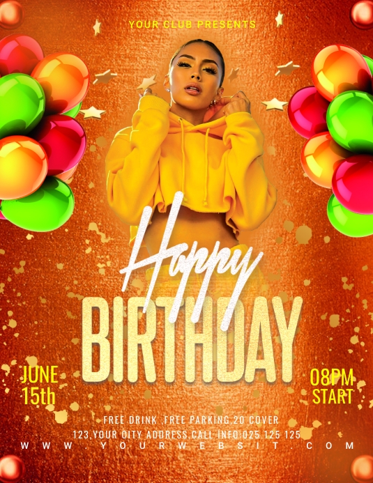 happy birthday flyer template