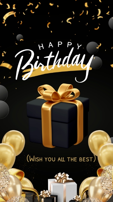 Plantilla de Happy birthday gold and black | PosterMyWall