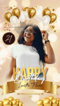 Happy Birthday Gold Announcement Instagram Story template
