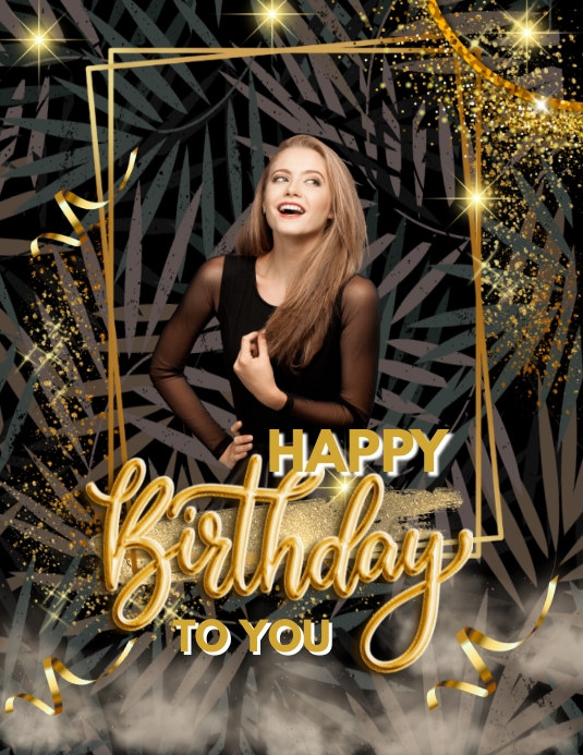 Happy birthday gold Flyer (US Letter) template