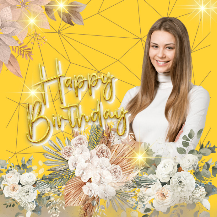 Happy birthday gold instagram post Template | PosterMyWall