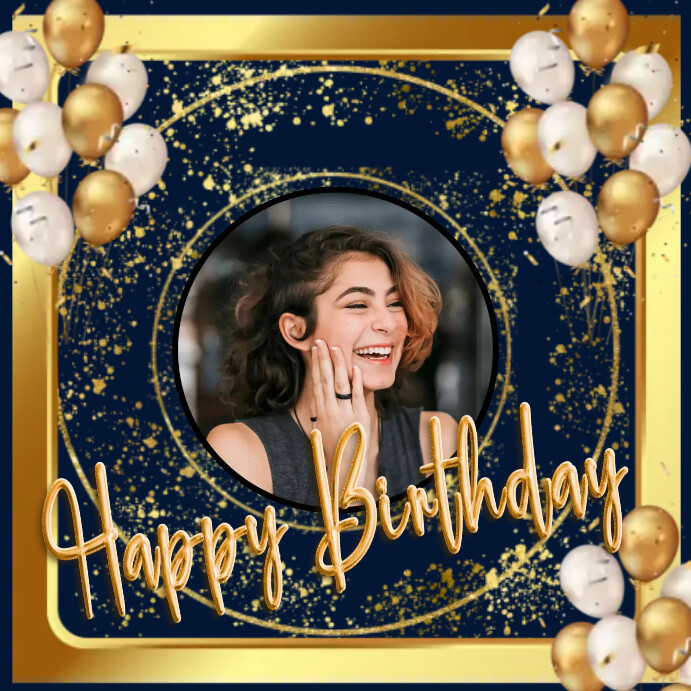 Happy birthday gold instagram post template
