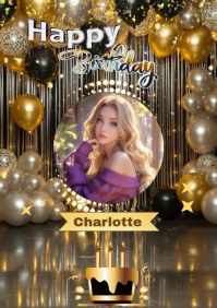 happy birthday greeting card A3 template