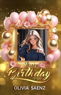 Happy Birthday Greeting card Tabloid template