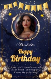 happy birthday greeting card Tabloid (Таблоид) template