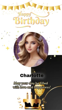 happy birthday greeting card Digital Display (9:16) template