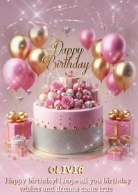 happy birthday greeting card A6 template