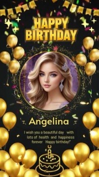 happy birthday greeting card Digital Display (9:16) template