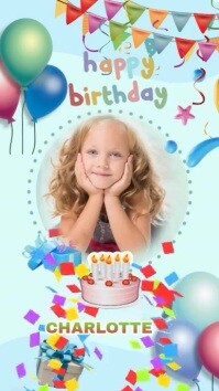 happy birthday greeting card Digital Display (9:16) template