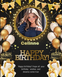 happy birthday greeting card Instagram Portrait template