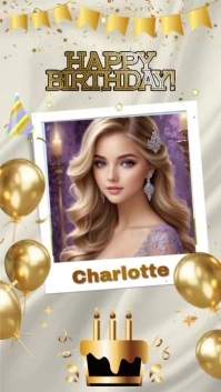 happy birthday greeting card Digital na Display (9:16) template