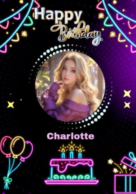 happy birthday greeting card A3 template