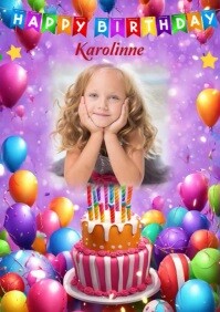 happy birthday greeting card A3 template