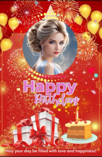 happy birthday greeting card Tabloid template