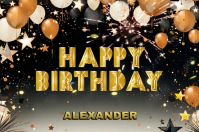 happy birthday greeting card Etiket template