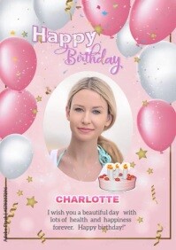 happy birthday greeting card A3 template