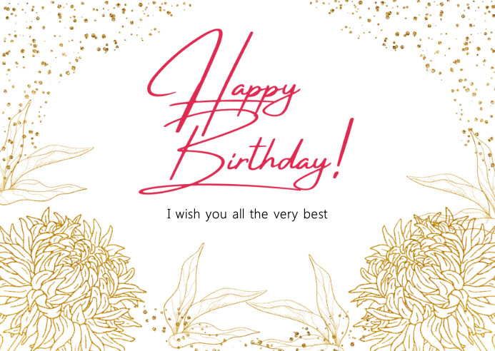 Happy Birthday Greeting Postcard A6 template