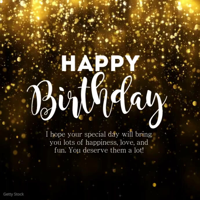 Happy Birthday Greeting Video Name Glam Gold Квадрат (1 : 1) template