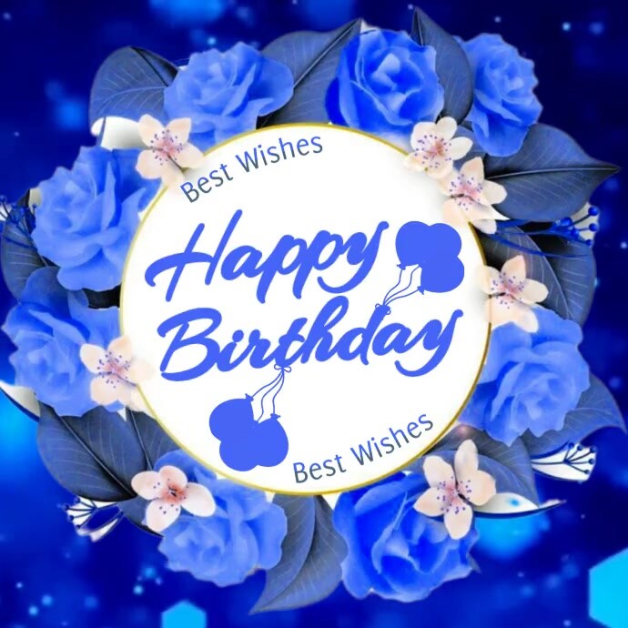 Plantilla de Happy Birthday greetings blue Instagram post | PosterMyWall