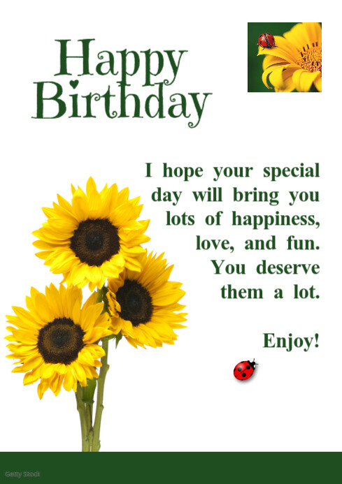 Happy Birthday Greetings Ladybird Sunflower Template PosterMyWall Happy Birthday Greetings Ladybird Sunflower Template PosterMyWall