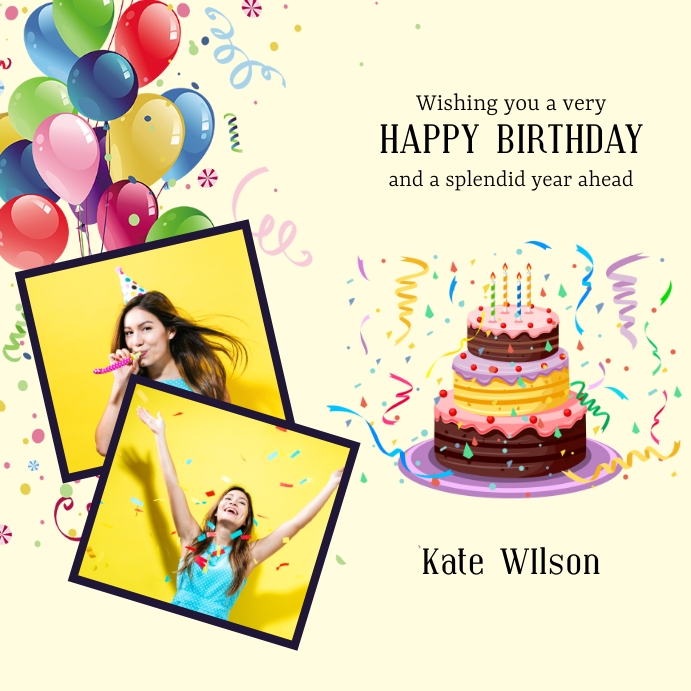 Pinterest Happy Posts Happy Birthday Instagram Post Template | PosterMyWall